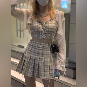 Cute Green Plaid 2-Piece Set